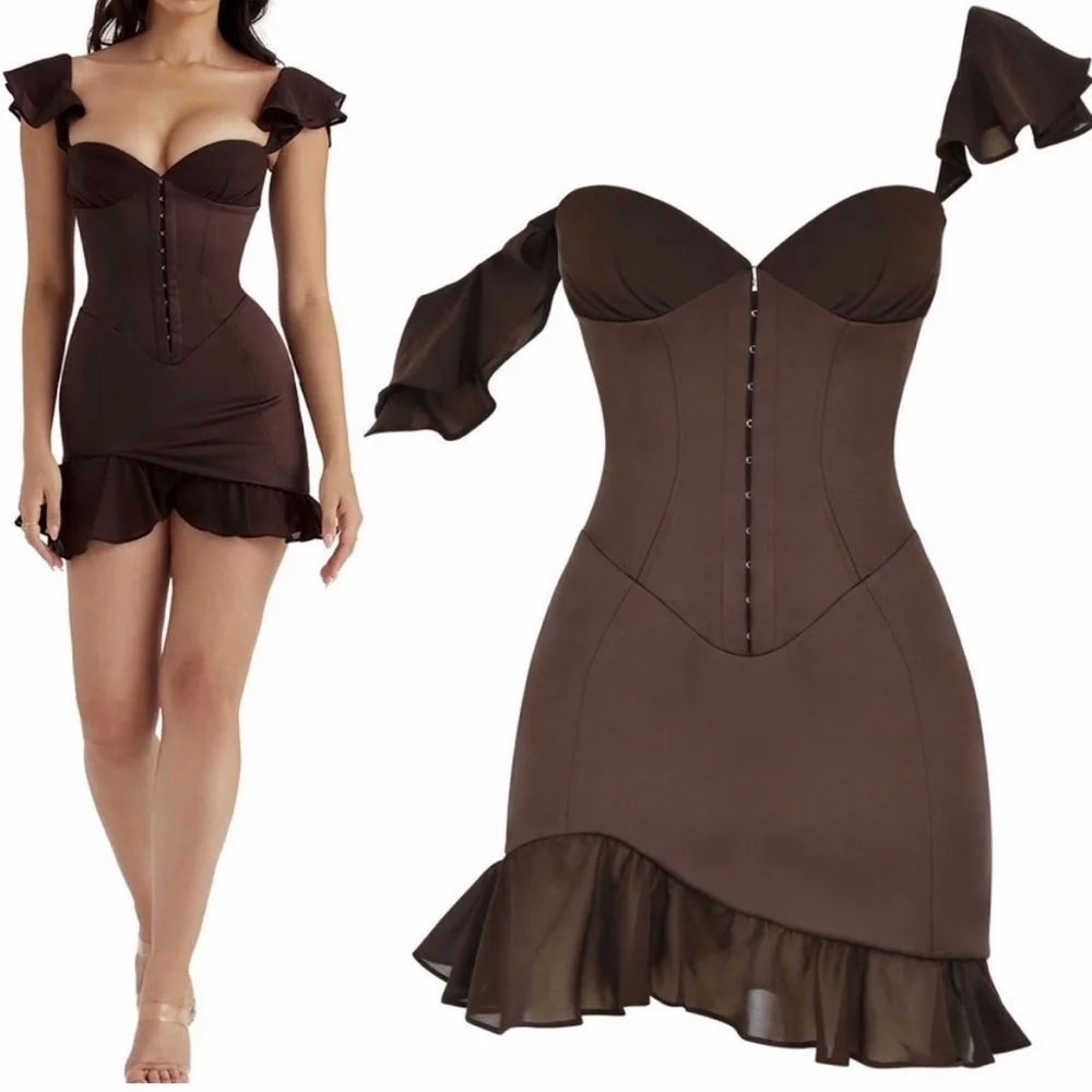 NWT House of CB Dionne Ruffle Corset Mini Dress - Picture 1 of 8